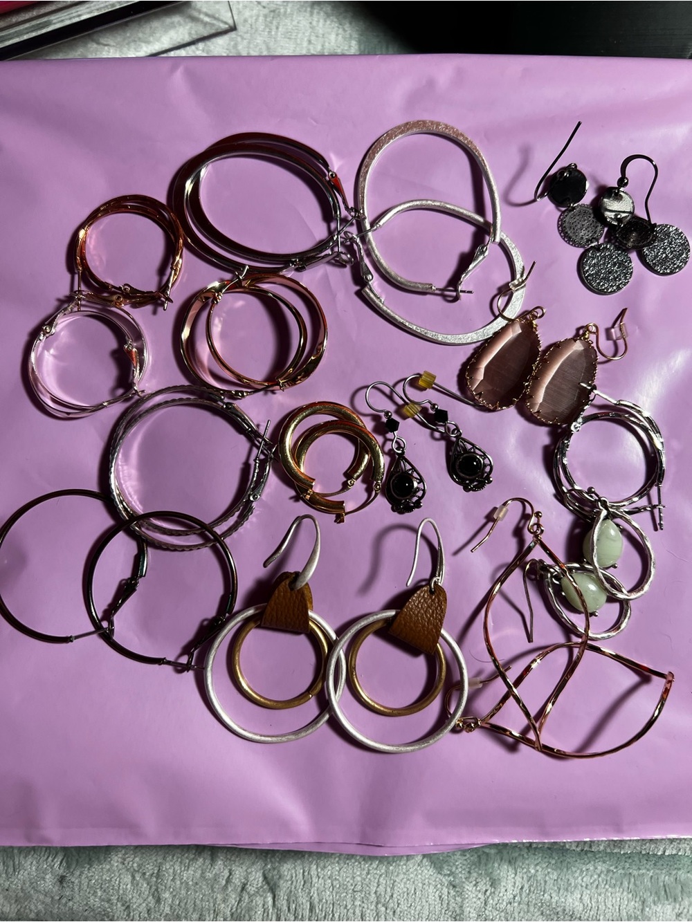 Assorted Women's Hoop and Drop Earrings 15 pairs